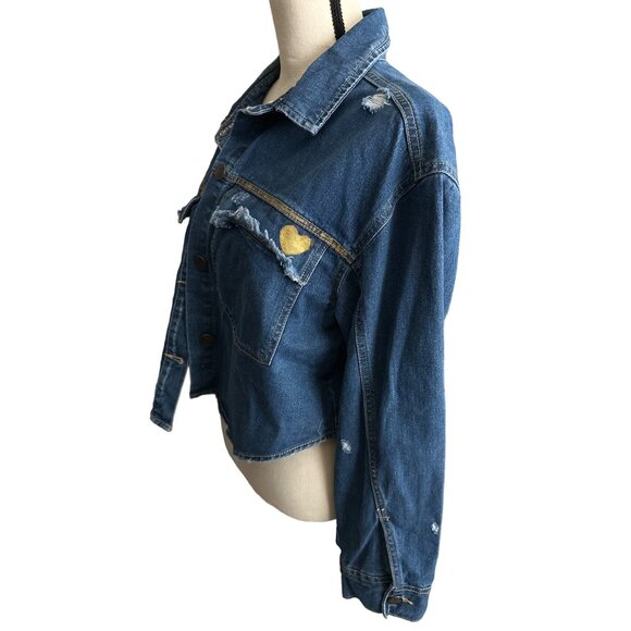 Boom Boom Jeans FAITH Denim Shirt Hi Lo Jean Shacket Custom Painted Size 1X - Picture 3 of 10